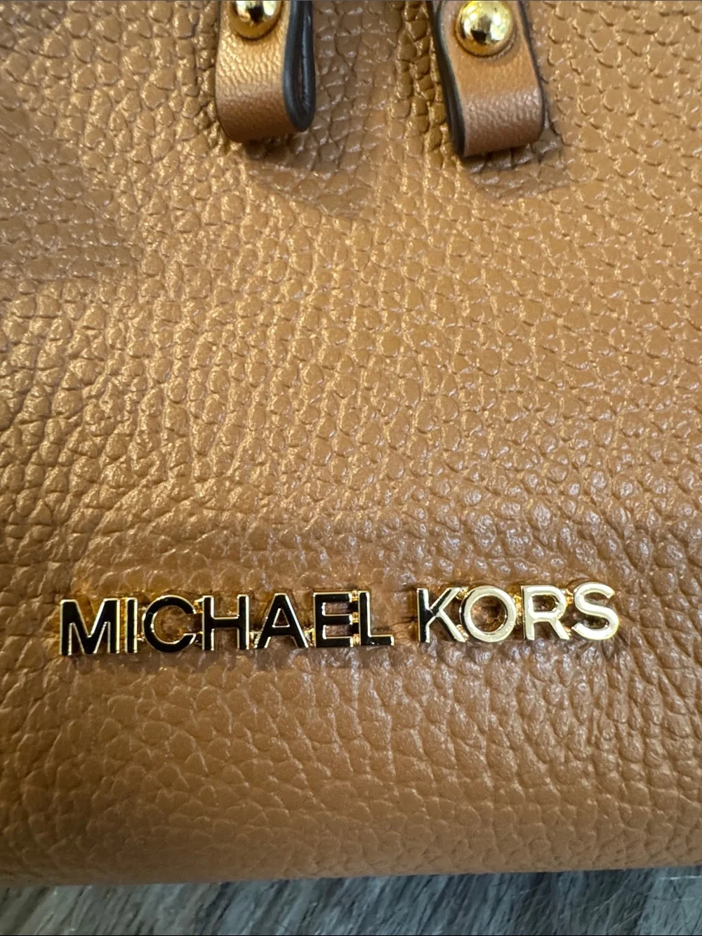 Michael Kors Cognac Pebbled Leather Mini Drawstring Bucket/Crossbody Bag